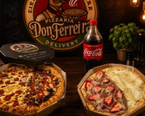 Pizza Média + Broto Doce + Borda + Refri 600